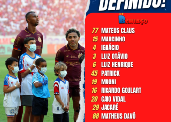 SAIU! Bahia divulga escalação para jogo contra o Guarani