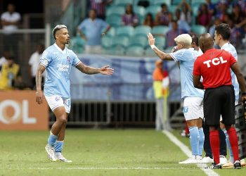 Rafael Ratão comemora primeiro gol com a camisa do Bahia: ‘Eu fiquei muito feliz, contente’