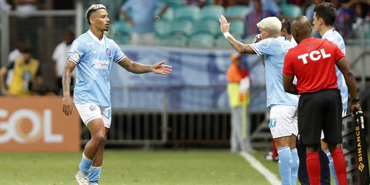 Rafael Ratão comemora primeiro gol com a camisa do Bahia: ‘Eu fiquei muito feliz, contente’